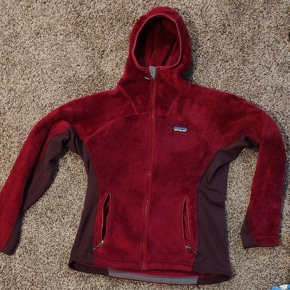 Hooded Fleece Fuzzy Zip Up Patagonia Jacket Women's Medium Plum Purple/Fushia
